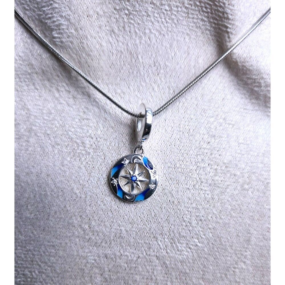 Brand New 925 Sterling Silver Compass Charm with chain